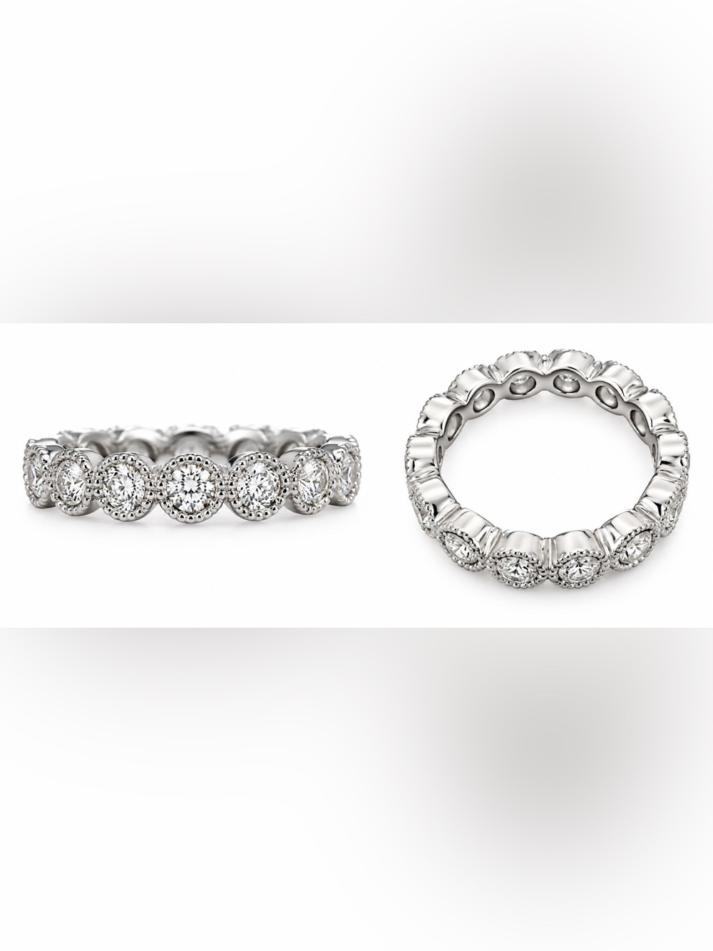 Moissanite Diamond eternity bezel set Band Ring size 9